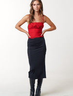 Ruched bust red tank top