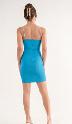 Color block blue mini dress with twist front