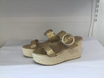 Gold strap sandal wedges