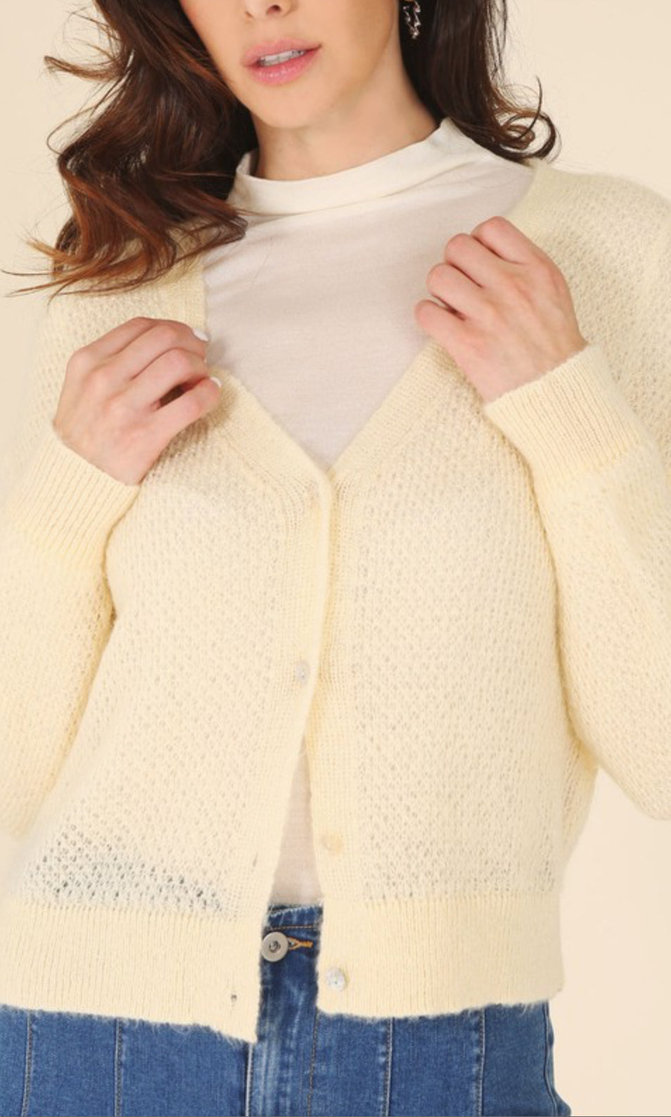 Sheer wool blended cardigan