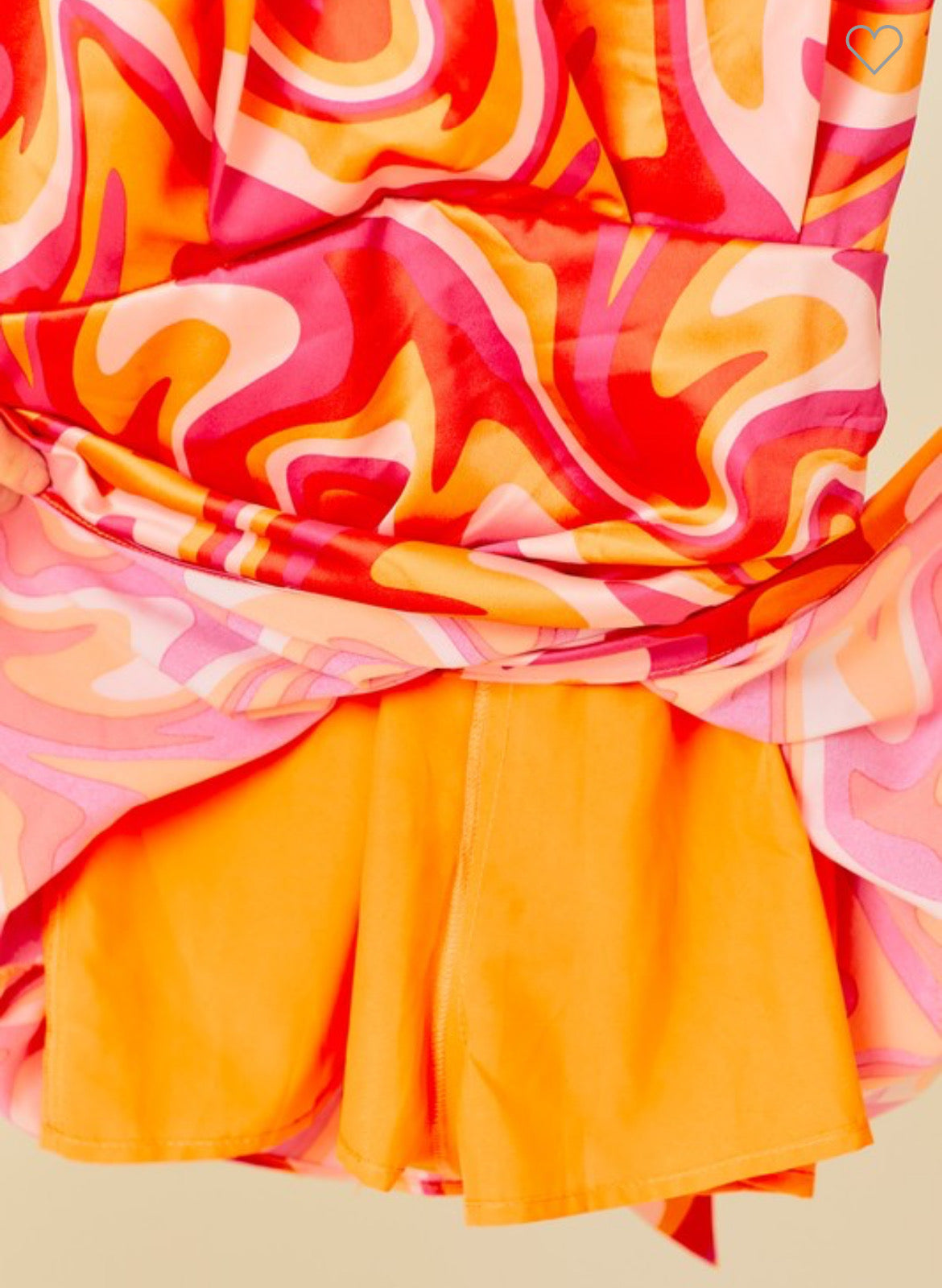 orange satin swirl prin mini romper dresst