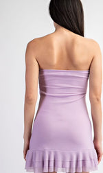 Lavender strapless mesh mini dress