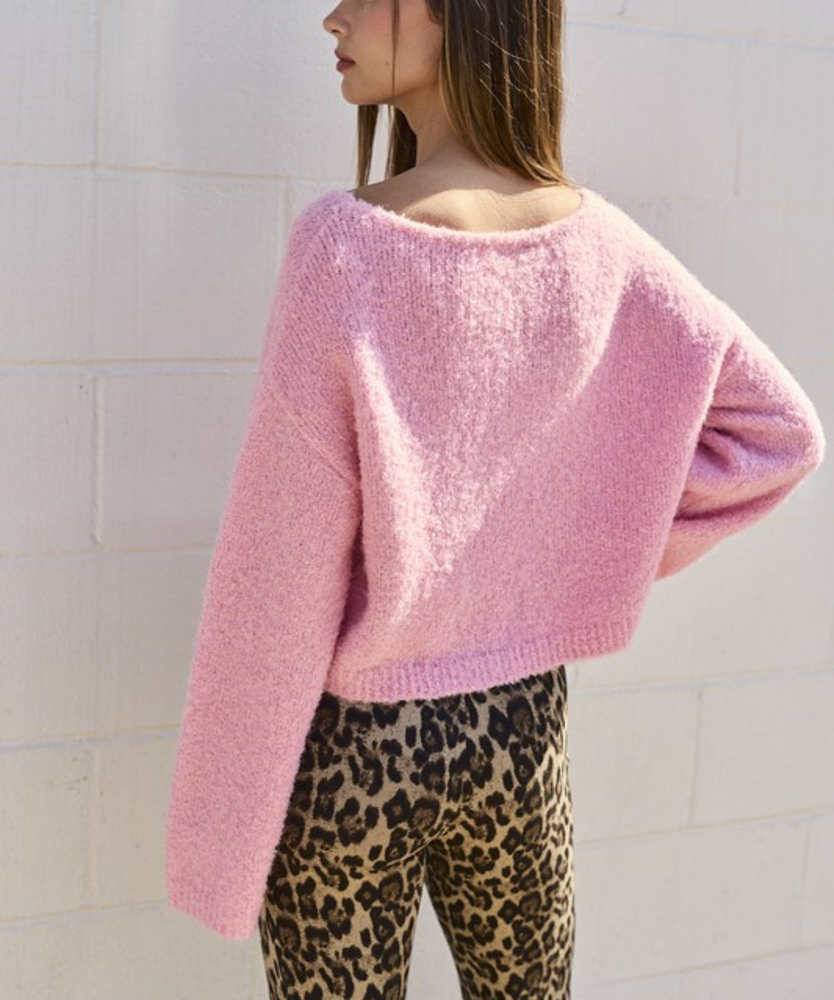 Pink long sleeve sweater 8325