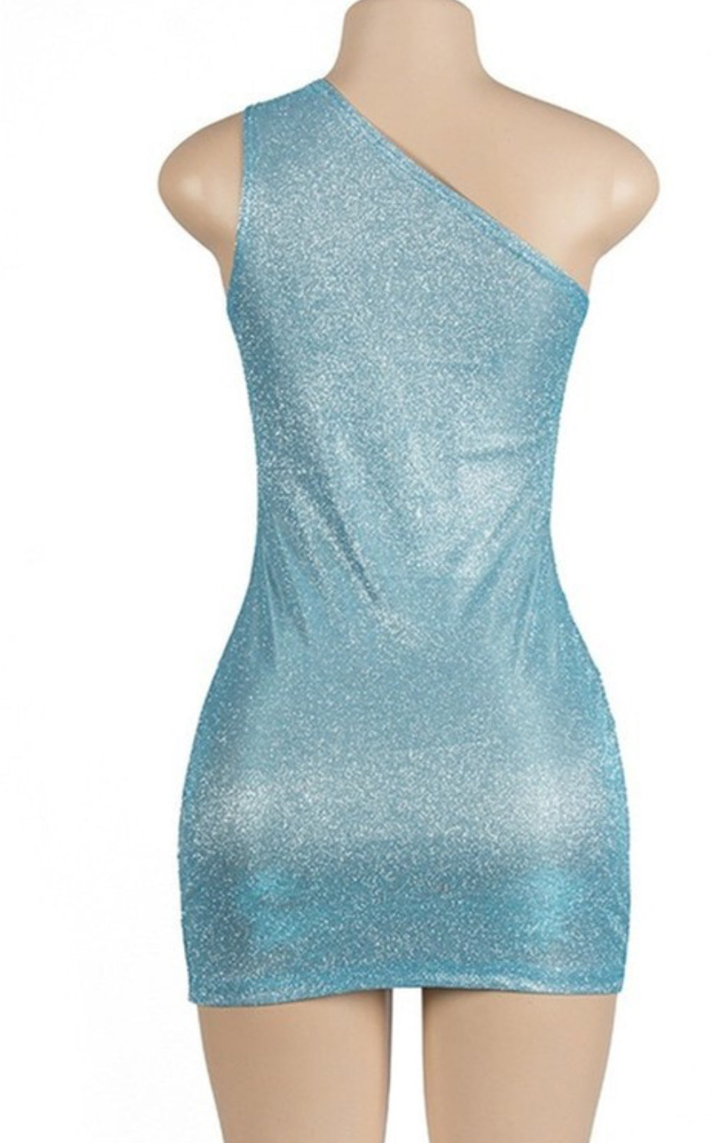 Blue Glitter One Shoulder Mini Bodycon Dress Small / Blue Blue Glitter One Shoulder Mini Bodycon Dress Small / Blue