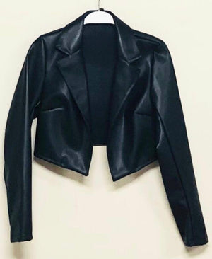 Bruno vegan leather crop jacket- black