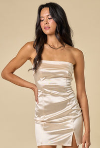 Allison strapless mini bodycon Dress- cream