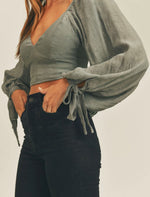 Sage long sleeve top