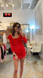 Amara red long sleeve dress