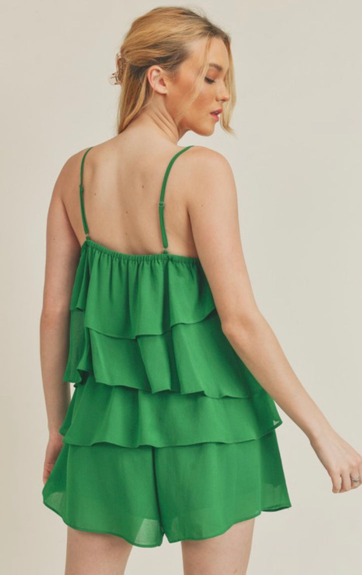 Kelly green romper dress