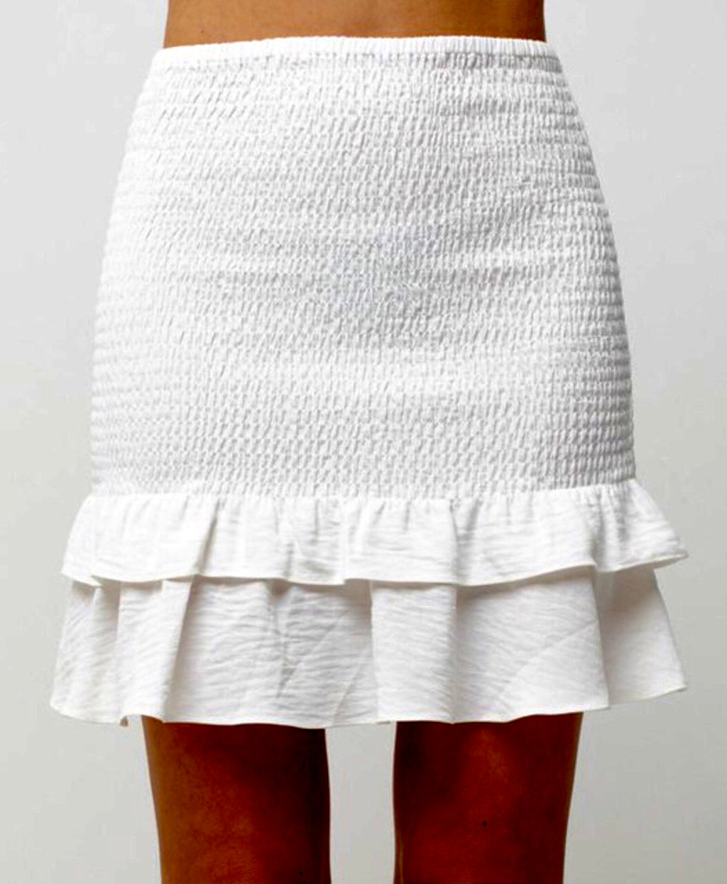 Celinn white smocked Skirt