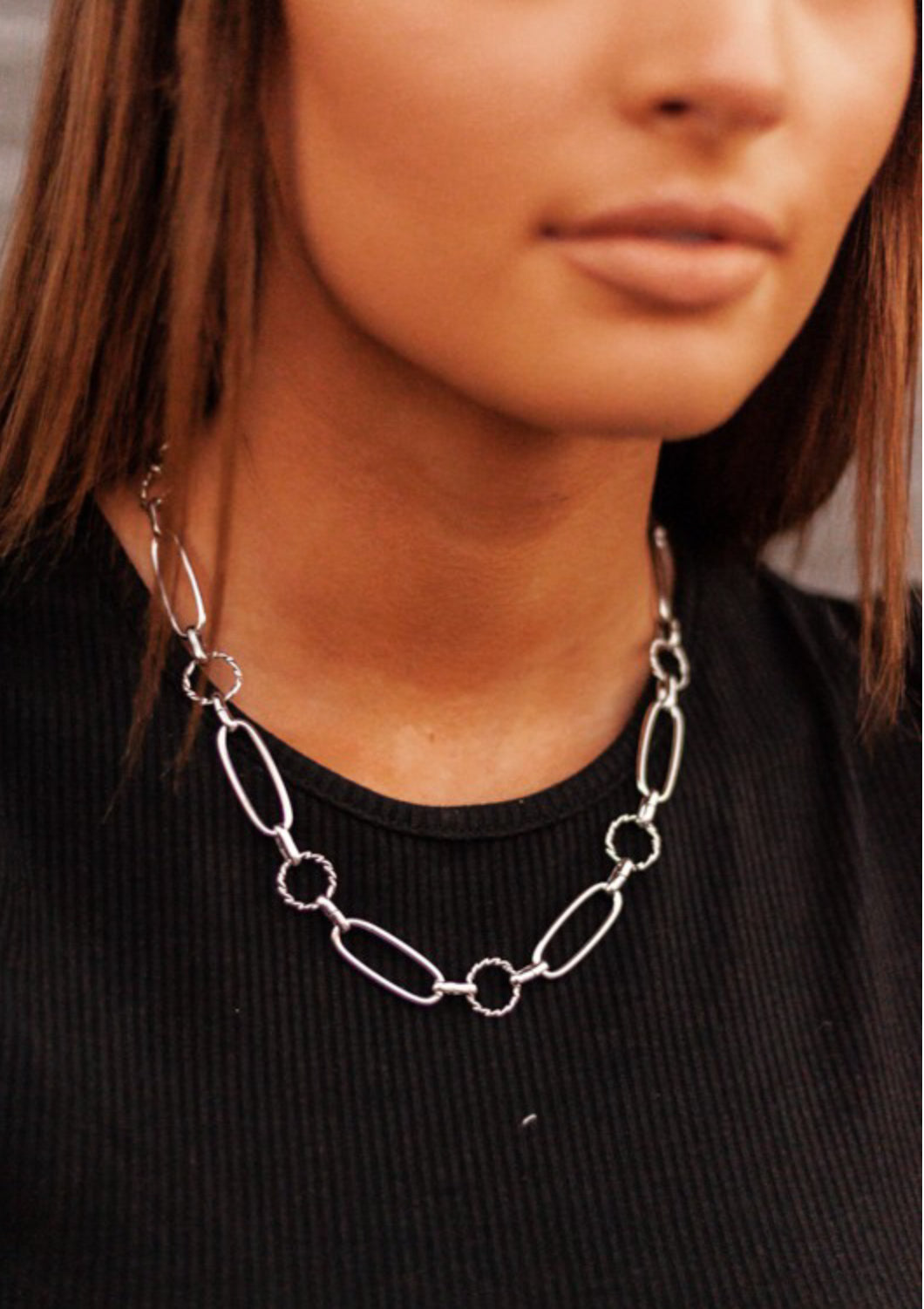 Silver link necklace