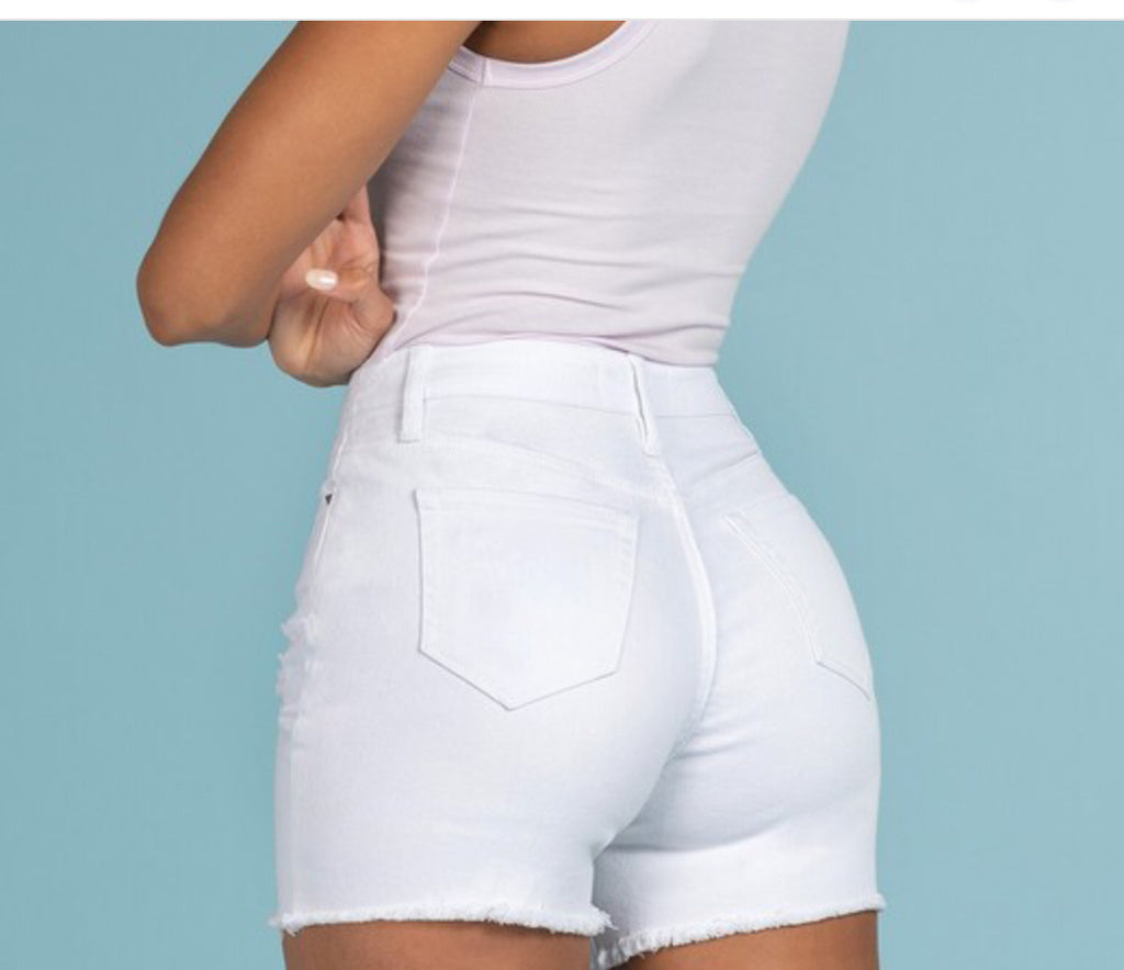 Yumi white denim shorts