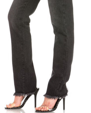 Black Sequin Distressed Jeans