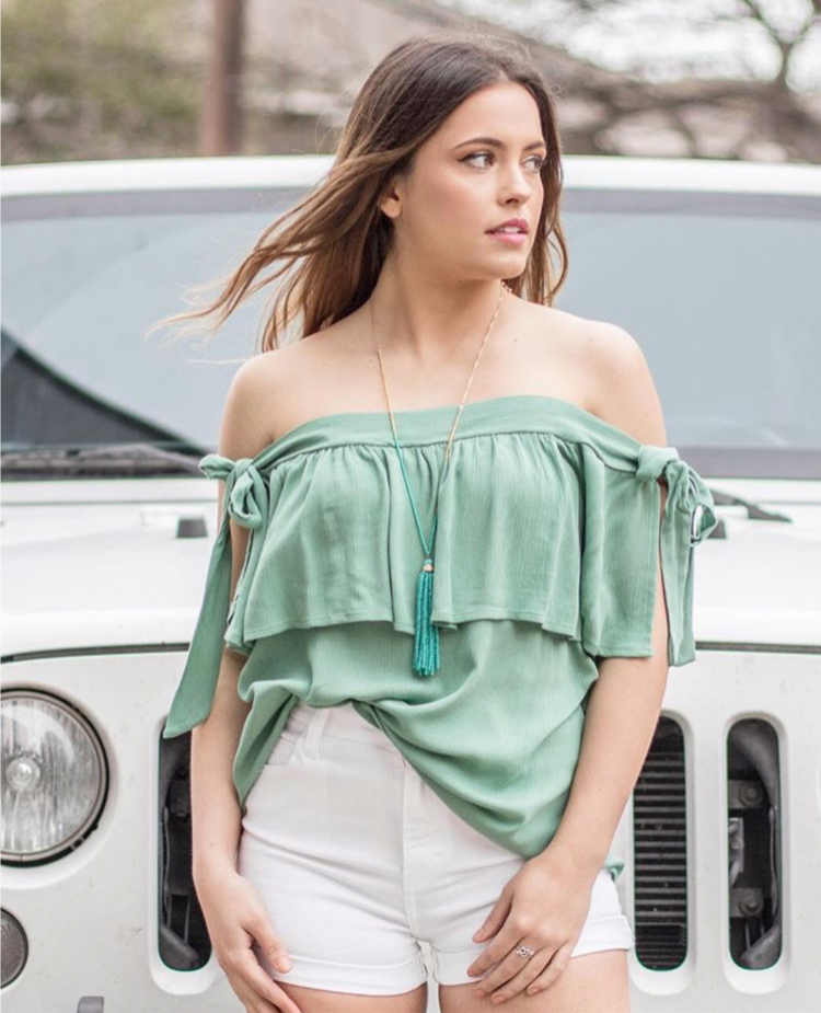 Sage Tie Scoop Neck Tank Top